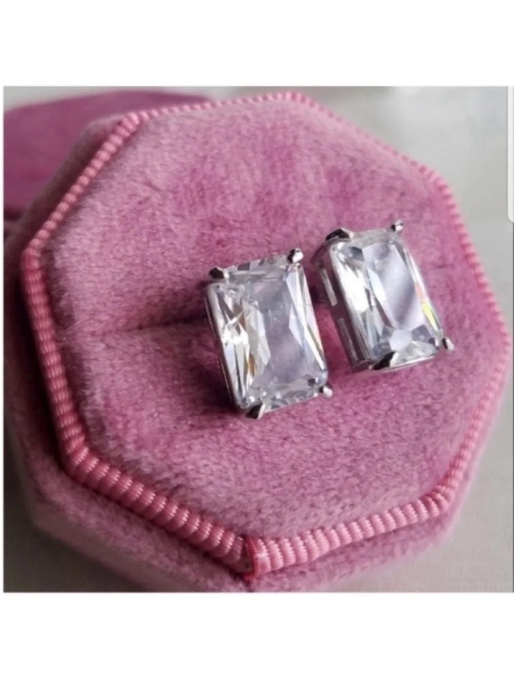 Swarovski Elements 925 Sterling Silver 6ct Emerald-cut Solitaire Ring NEW